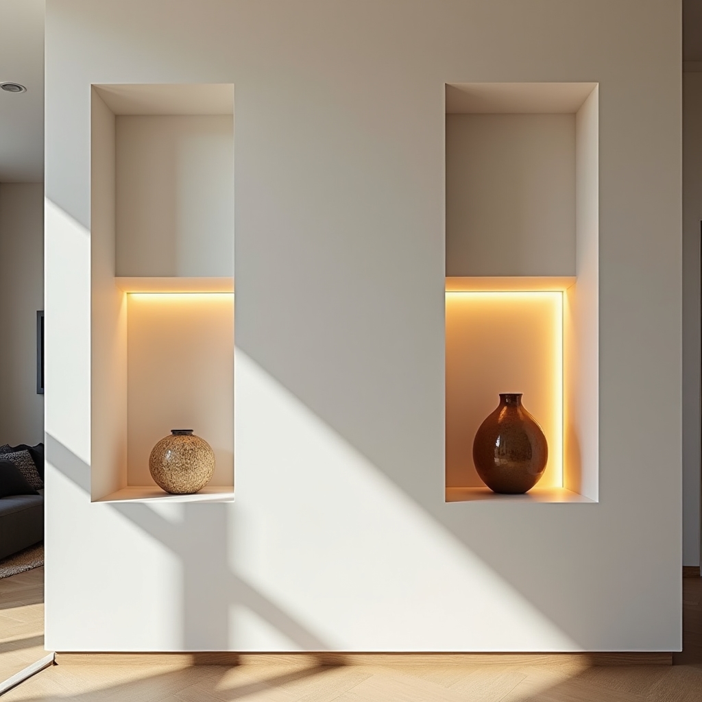 Nișe decorative din rigips cu iluminat indirect LED